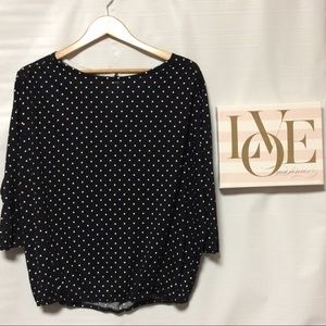 Ann Taylor LOFT black with white polka dots top
